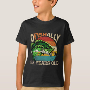 Camiseta Tema de Aniversário de Pesca Oficialmente 58 Anos