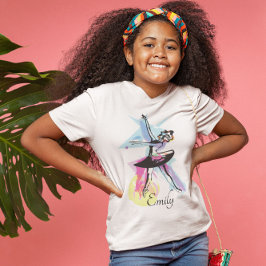 Camiseta Tema de Aquarela de Dancer Ballerina