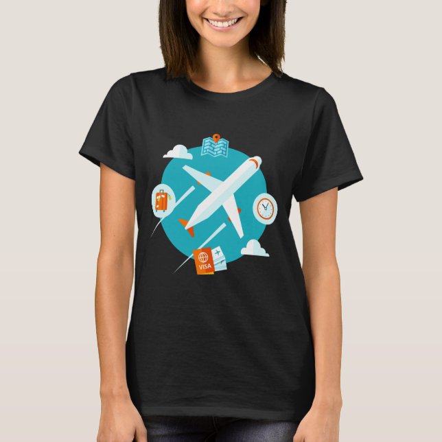 Camiseta Tema de avião design fofo (Frente)