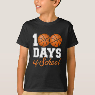 Camiseta Tema de basquete escolar fofo de 100 dias para cri