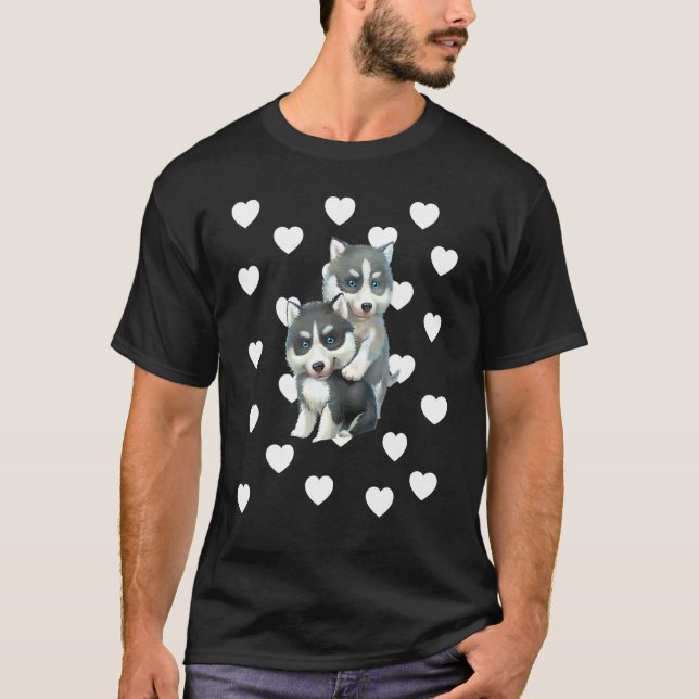 Camiseta Tema de Cachorro Husky Bebê Menino Quarto de Berço (Frente)