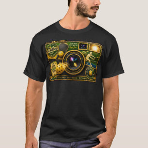 Camiseta Tema de Câmera Vintage Vibrante de Pickleball