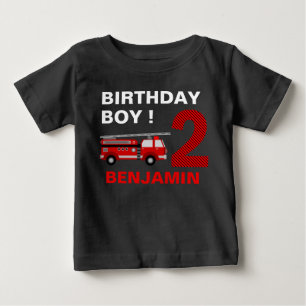 Camiseta Tema de Caminhão de Bombeiros para Festa de 2 Anos