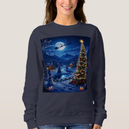 Camiseta Tema de Cenário Exterior de Árvore de Natal