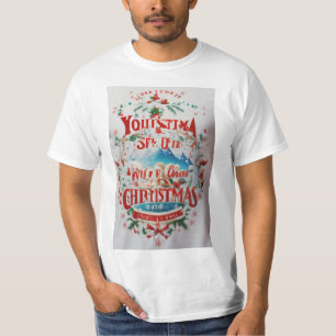 Camiseta Tema de Cinema 3D de Natal Branco Superfície da Ca