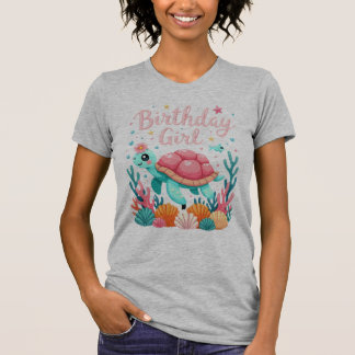 Camiseta Tema de festa de aniversário da Tartaruga Marinha 