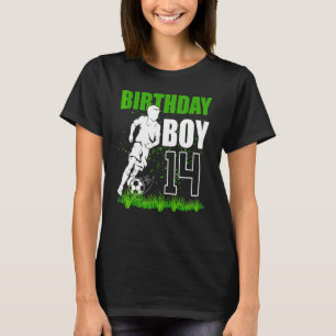 Camiseta Tema de Festa de Aniversário de Futebol de 14 Anos