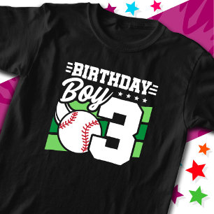 Camiseta Tema de Festa de Baseball com 3 anos aniversário d
