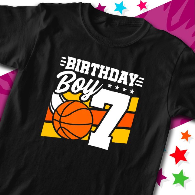 Camiseta Tema de Festa de Basquete de 7 Anos Menino de 7 de (Criador carregado)