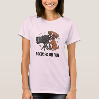 Camiseta Tema de Fotografia de Cachorro Boxer Marrom e Bran