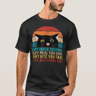 Camiseta Tema de Gato Preto Todo Lanche que Você Faz Retro