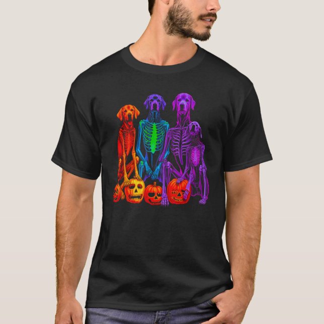 Camiseta Tema de Halloween Esqueleto do Labrador Retriever  (Frente)