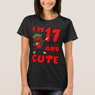 Camiseta Tema de Morango de 17 anos Menina de Aniversário I