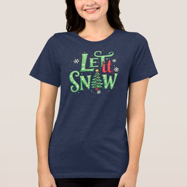 Camiseta Tema de Natal Deixe-o nevar Tipografia (Frente)