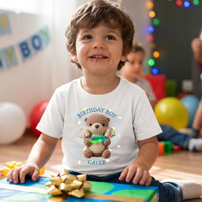 Camiseta Tema de Otter e Doces para Menino Personalizado (Criador carregado)