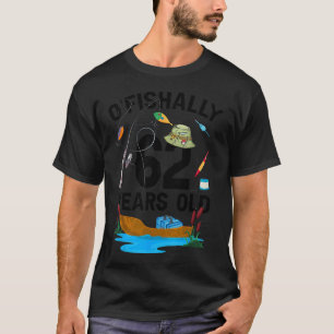 Camiseta Tema de Pesca de Aniversário de 62 Anos O'Fishally