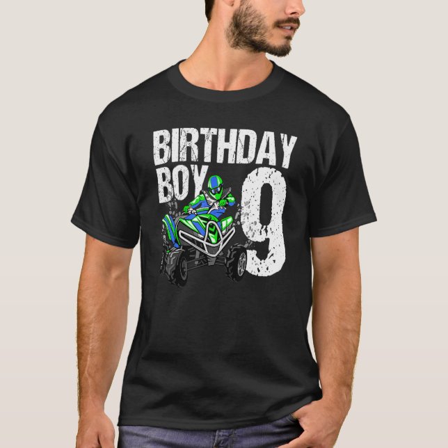 Camiseta Tema de Quad Festa de aniversário com 9 Anos de Id (Frente)