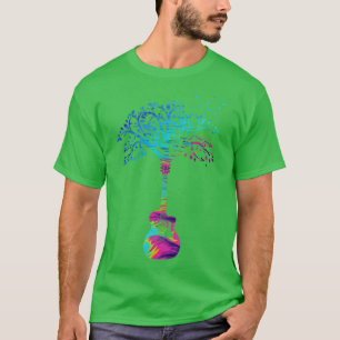 Camiseta Tema de Textura em Abstrato da Árvore de Violão Ac
