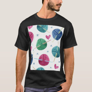 Camiseta Tema de tricô, padrão uniforme de aquarela.