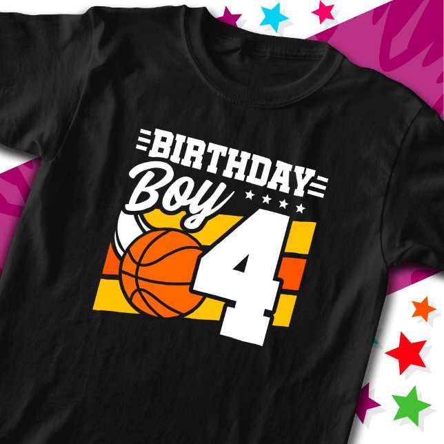 Camiseta Tema do 4º Aniversário do Partido de Basquete (Criador carregado)