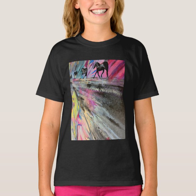Camiseta Tema do Cavalo em Cores Vivas (Frente)