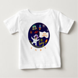 Camiseta Tema do Espaço de Cartoons de Aniversário