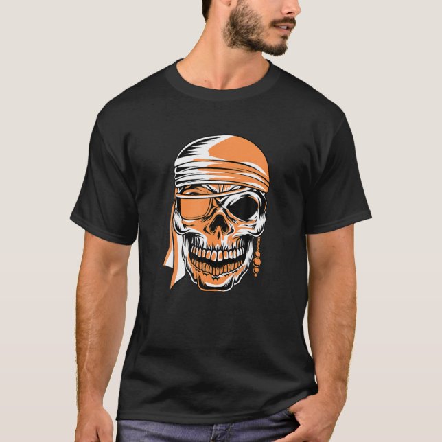 Camiseta Tema do Halloween do Cabeça de Pirata (Frente)