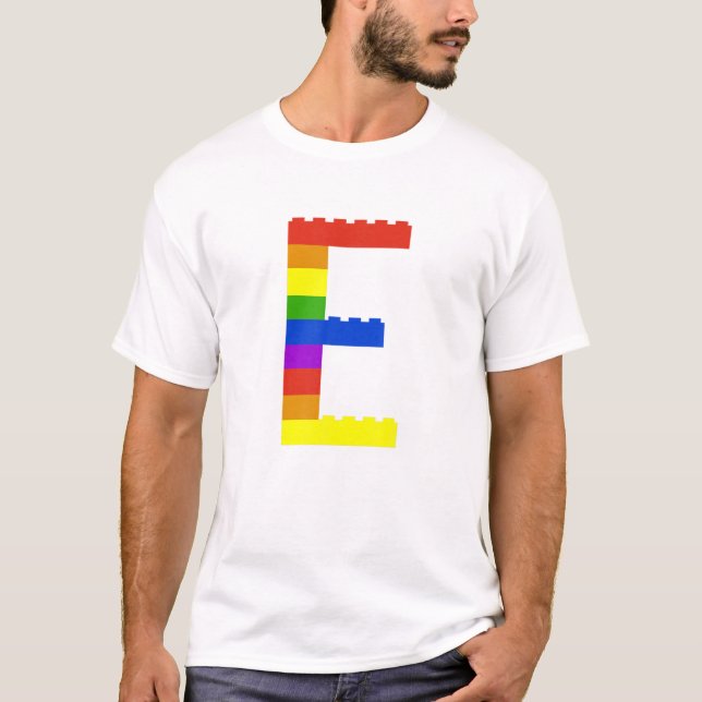 Camiseta Tema dos Tiques - Letra E Nome do Monograma - Pres (Frente)