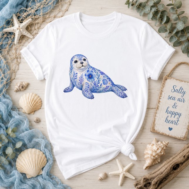Camiseta Tema Floral Foca-do-mar (Criador carregado)