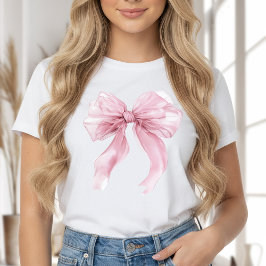 Camiseta Tema Laço Coquete Rosa Feminino