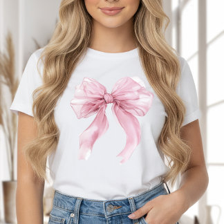 Camiseta Tema Laço Coquete Rosa Feminino