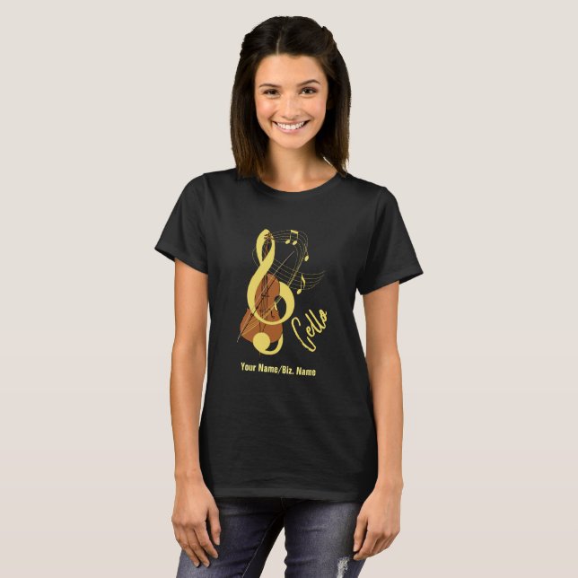 Camiseta Tema Musical Cello Graphic (Frente Completa)