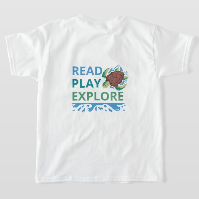Camiseta tema Oceano para meninas Leia Brinque Exp (Postura das costas)