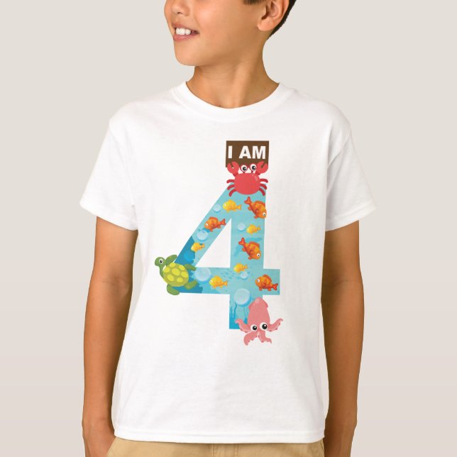 Camiseta tema oceano Quarto Aniversário (Frente)