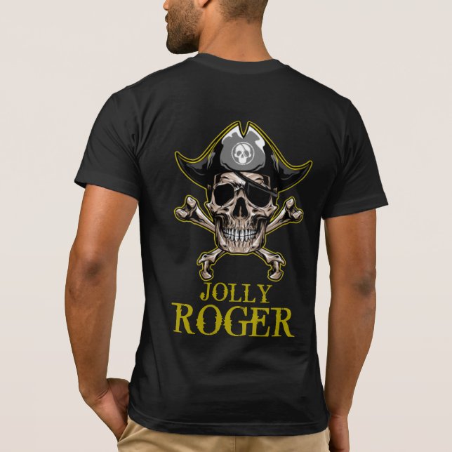Camiseta Tema Pirata - CÉLULA Adulta DOURADA JOLLY ROGER (Verso)