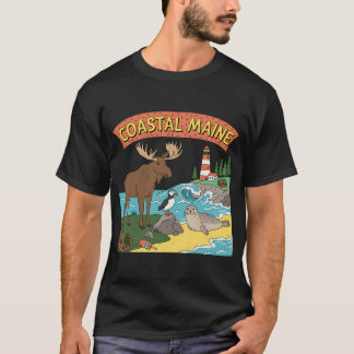 Camiseta Tema retrô da costa do Maine dos anos 90 Cartoon M