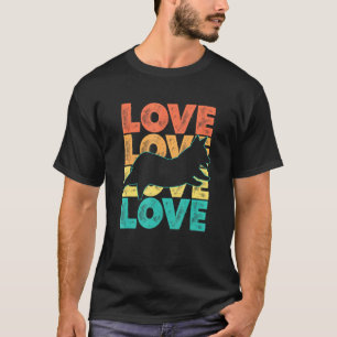 Camiseta Tema Retro Eu Amo Meu Corgi Galês de Pembroke Des