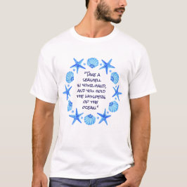 Camiseta Temas de Conchas do Mar Azul e Praia de Starfish