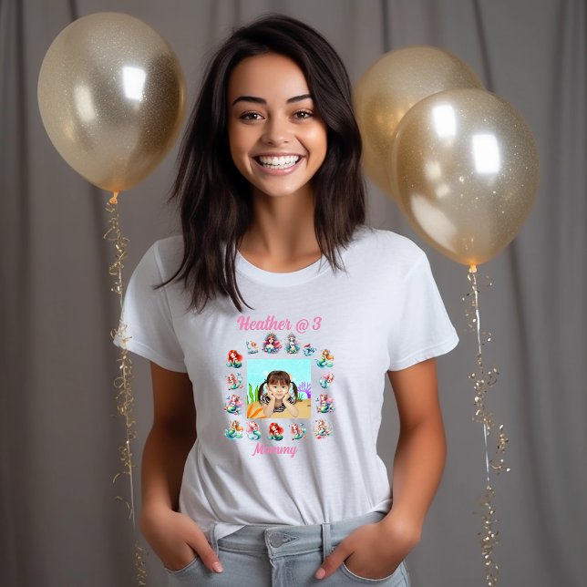 Camiseta Temas Sereias Crianças Festas de aniversário Fotog (Criador carregado)