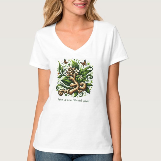 Camiseta "Tempere Sua Vida Com Gengibre" Herbal  (Frente)