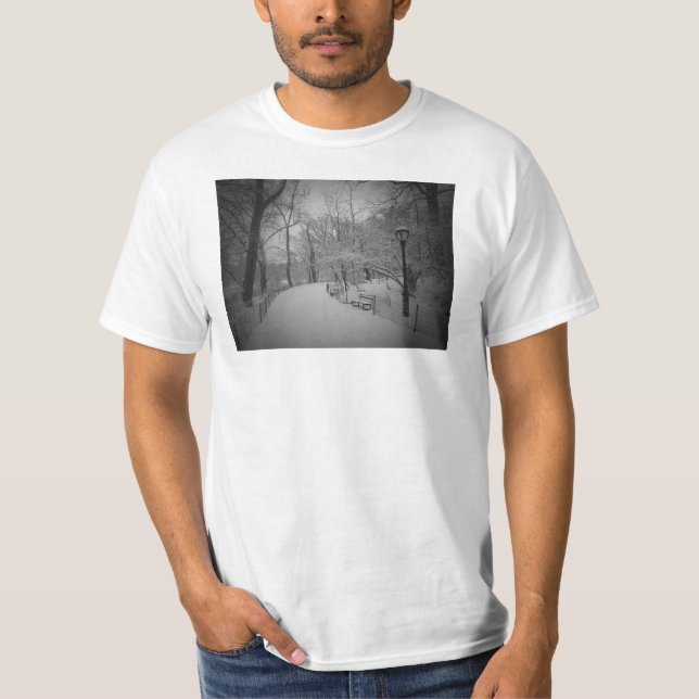 Camiseta Tempestade de neve, Central Park, Nova Iorque (Frente)