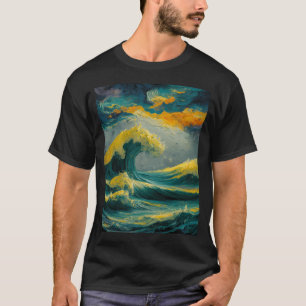 Camiseta Tempestade no oceano, pintura a óleo.