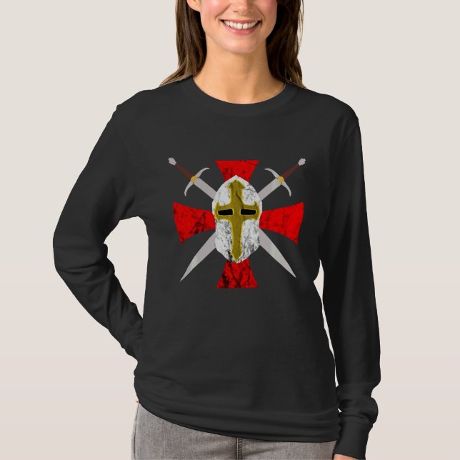 Camiseta Templar Crusader Cavaleiros Símbolo de Código Cruz (Frente)