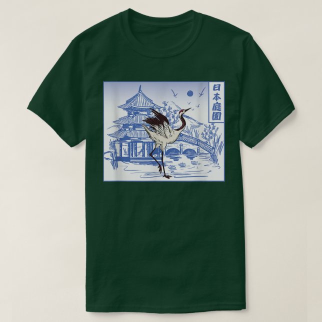Camiseta Templo de Crane, Sakura Árvore, Cherry Blos (Frente do Design)