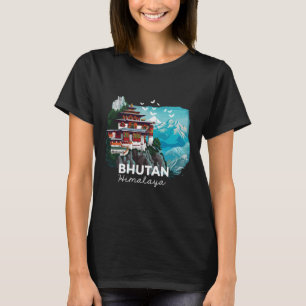 Camiseta Templo do Himalaia do Butão Traje de Caminhada do
