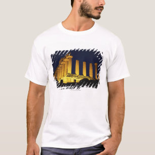 Camiseta Templo grego na noite com amarelos e laranjas