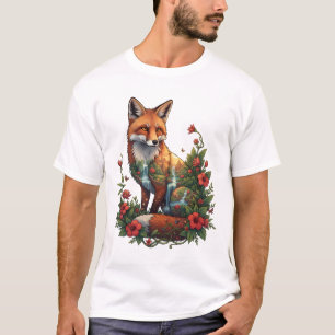 Camiseta Templo Tropical Místico da Raposa Paisagem Vida Se