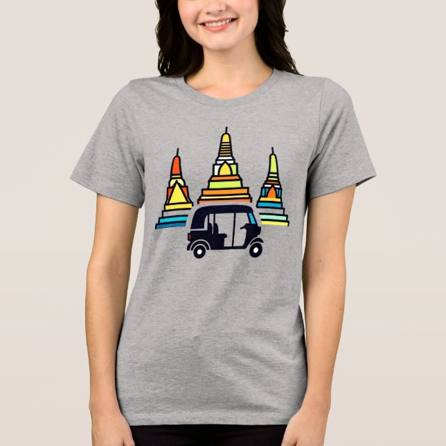 Camiseta Templos Tailandeses E Tuk Tuks (Frente)