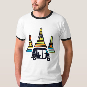 Camiseta Templos Tailandeses E Tuk Tuks