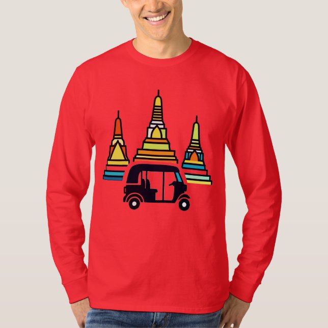 Camiseta Templos Tailandeses E Tuk Tuks (Frente)